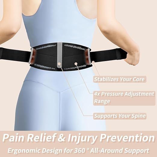 Slim & Narrow Back Brace for Lower Back Pain Women and Men, Lightweight & Thin Back Support Belt for Sciatica, Herniated Disc Relief, Breathable Lumbar Support Belt with Dual Adjustable Compression-L/XL