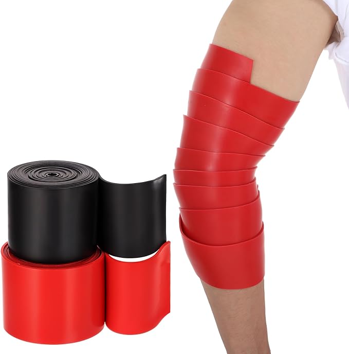 2 Pcs Muscle Floss Bands, Compression Bands with Storage Bag, Mobility and Recovery Bands for Improving Movement, Increasing Circulation & Reducing Soreness (Red & Black)