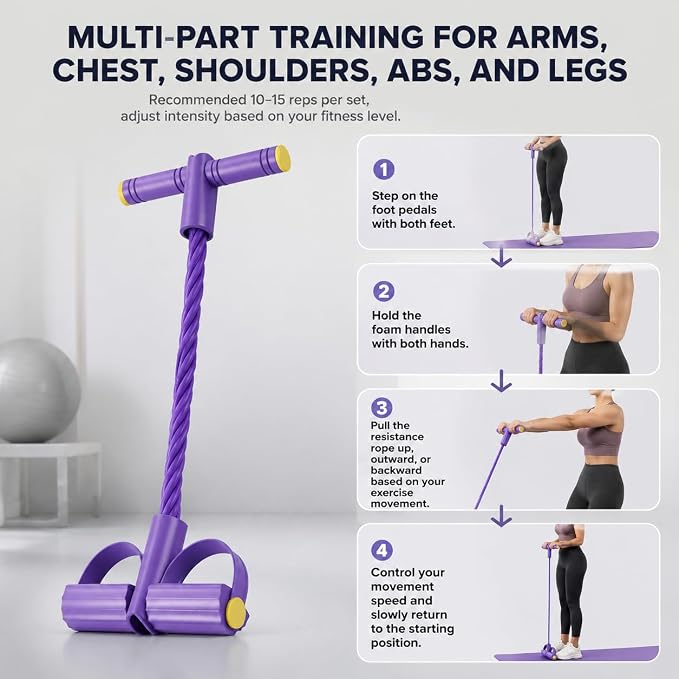 Pedal Resistance Bands with Handles for Women, Multifunction Foot Pedal Resistance Band,6-Tube Resistance Bands with Handles, Training Abdomen, Waist, Arms & Legs Durable Pedal Exerciser