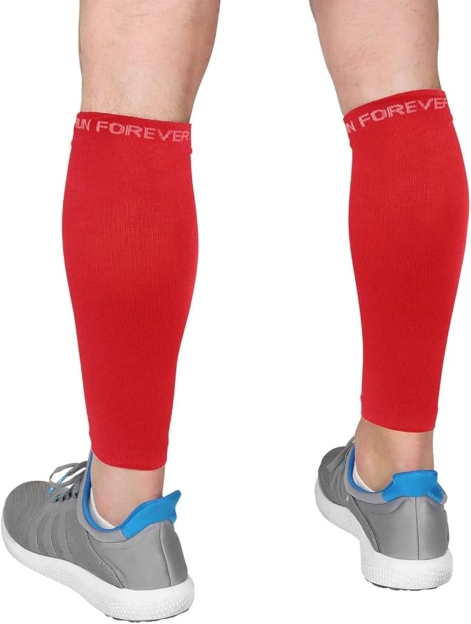 Run Forever Calf Compression Sleeve for Men & Women, 20-30mmHg Compression | Leg Sleeve for Shin Splints, Varicose Veins, Swelling & Pain Relief | Footless socks for Running, Cycling & Travel