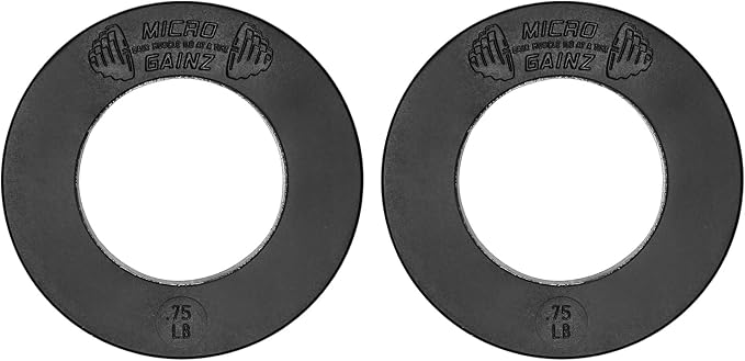 Micro Gainz Calibrated Fractional Weight Plate Set of 2 Plates, Choose Set (.25LB-1.25LB), Designed for Olympic Barbells for Strength Training & Micro Loading Bar Weights, Made in USA