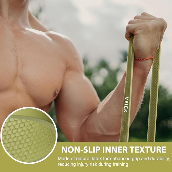 VEICK Pull Up Assist Resistance Bands for Home Gym | 100% Natural Latex, Non Slip Leather Texture, Space Saving, Versatile for Full Body Training, Home Gym