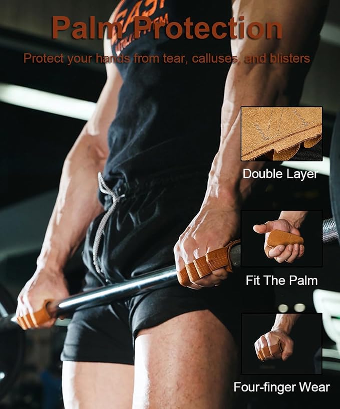 SUJAYU Leather Weight Lifting Gloves, Lifting Grips Weightlifting Gloves for Men Women, Weight Glove Gym Glove for Weightlifting Deadlifts Exercise