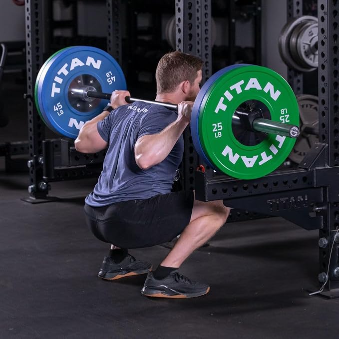 Titan Fitness Elite Olympic Bumper Plates, Competition Weight Plates, Rubber with Steel Hub Insert, Sold as a Pair, for Olympic Weightlifting and Cross-Training Workouts
