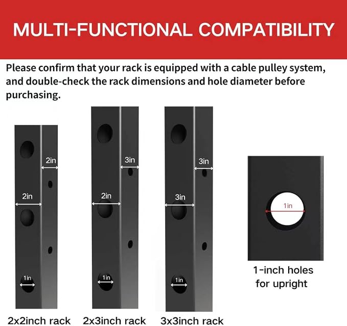 JEEKEE Rack Mounted Leg Extension & Curl Attachment, Compatible with 1" Hole 2x2/2x3/3x3 Power Racks, Multi-Function Gym Accessory for LAT Pulldown, Chest Row, Leg Training