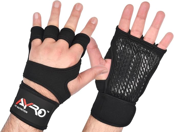 AYRO Workout Gloves for Men & Women, Gym Gloves for Men, Weight Lifting Gloves with 15" Wrist Wraps & Support, Breathable Palm Padding, Non-Slip Grip for Fitness, Cross Training & Bodybuilding
