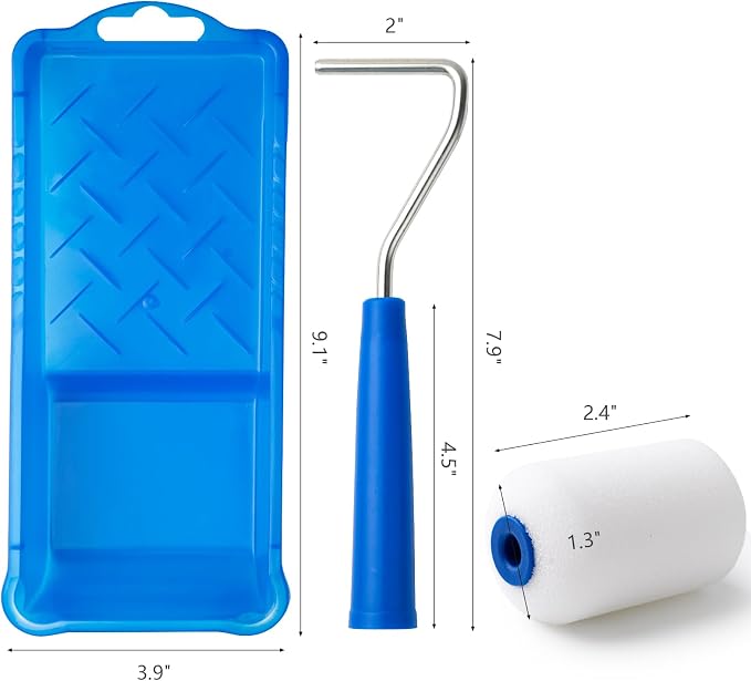 Mister Rui 2 Inch Foam Roller Kit 10-Pack for Touch-Ups | Versatile Mini Rollers for Walls, Doors and Cabinets. Smooth Finish – Perfect for DIY, Crafts and Small Projects