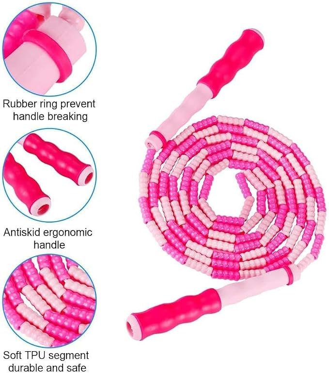 Zocy 2 Pack Jump Rope for Fitness Exercise Equipment, Tangle-Free Rope Skipping with Soft Beaded Segment, Premium Adjustable Jumping Rope for kids, women, men