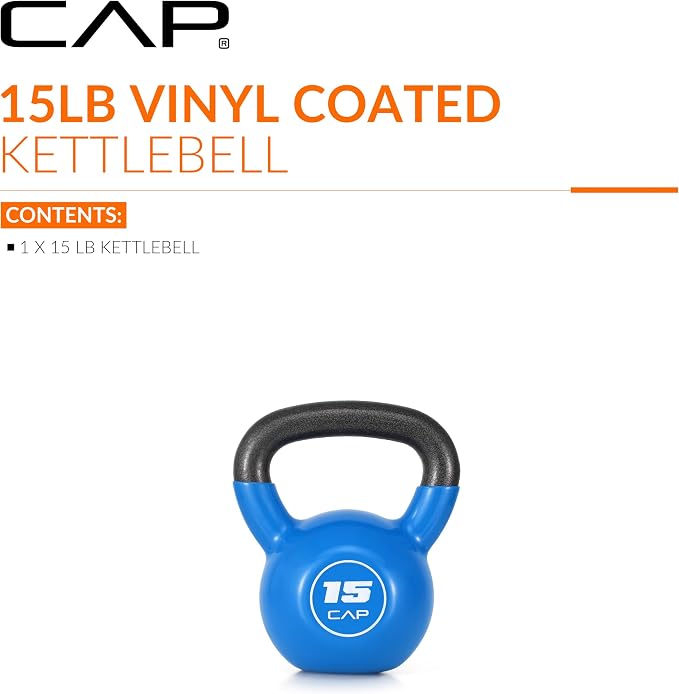 CAP Vinyl Coated Cast Iron Kettlebell, 10-50 LB Home Gym Weight