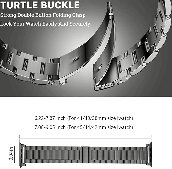 EPULY Compatible with Apple Watch Band 42mm 44mm 45mm 38mm 40mm 41mm Business Stainless Steel Metal Wristband for iWatch SE Series 8 7 6 5 4 3 2 1 for Men Women (Space Grey, 42mm/44mm/45mm) | Stainless Steel Strap Suitable for Business Setting & Everyd...