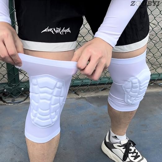 Wrestling Knee Pads Short Knee Sleeve, 2 Pcs Knee Compression Sleeve for Football, Basketball, Volleyball(White_M_2 Pcs)