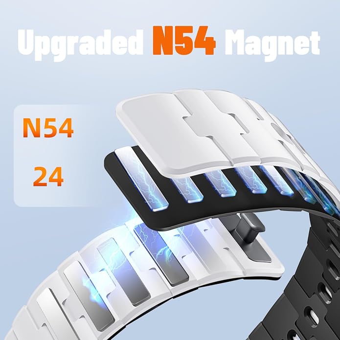 Bandletic Magnetic Silicone Watchband Compatible with All Apple Watch | Strong Magnet Sport Strap for iWatch Ultra 49mm Series 11-1 SE 46mm 45mm 44mm 42mm 41mm 40mm 38mm, Ideal for Men Women
