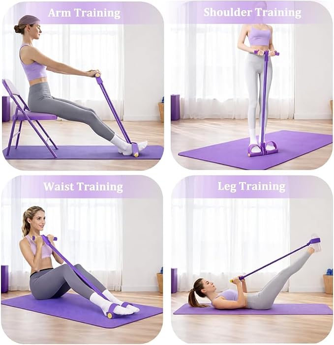 Resistance Bands with Handles, 6-Tube Foot Pedal, Natural Rubber Ankle Puller for Sit-ups & Full Body, Portable Home Gym Strength for Legs, Arms & Core