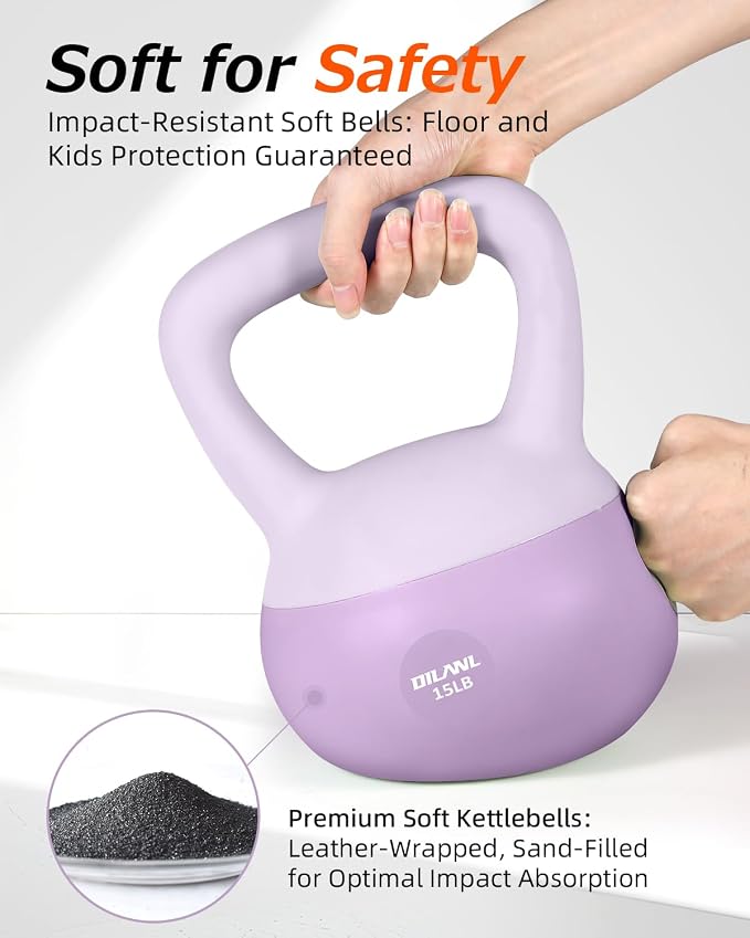 Soft Kettlebell, Safe Strength Training Kettle bell, Cushioned Impact | Resistant Base and Anti-Slip Grip Weight, Kettlebells Set for Home Workouts and Men/Women/Beginners,With Non-slip Gloves