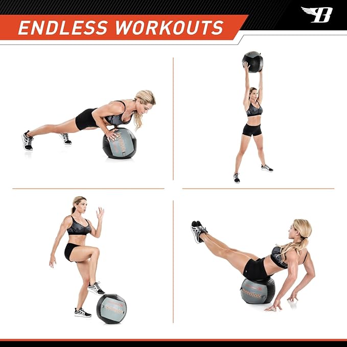 Bionic Body Soft Medicine Ball Weighted Slam Wall Ball for Cardio Workout and Core Training – Ideal for Squat, Lunge, and Partner Toss