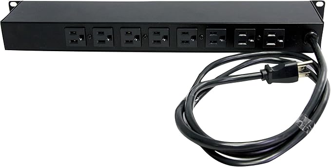 StarTech.com 8 Outlet Horizontal 1U Rack Mount PDU Power Strip for Network Server Racks - Surge Protection - 120V/15A - w/ 6ft Power Cord (RKPW081915) | Power strip for network server racks, Surge protection, Rugged steel chassis, LED ground and surge ...