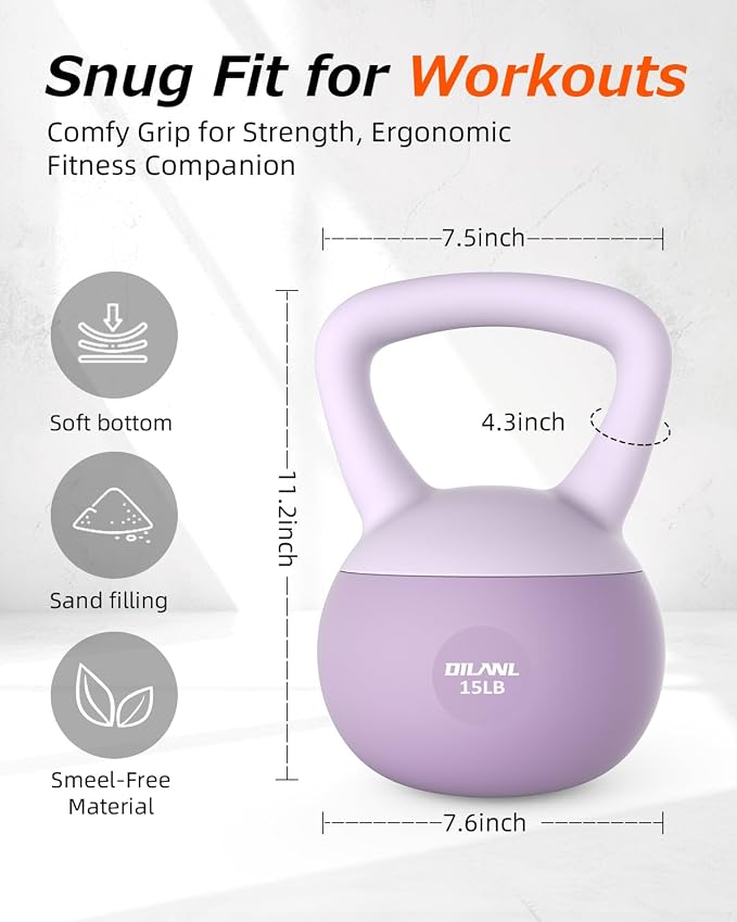 Soft Kettlebell, Safe Strength Training Kettle bell, Cushioned Impact | Resistant Base and Anti-Slip Grip Weight, Kettlebells Set for Home Workouts and Men/Women/Beginners,With Non-slip Gloves