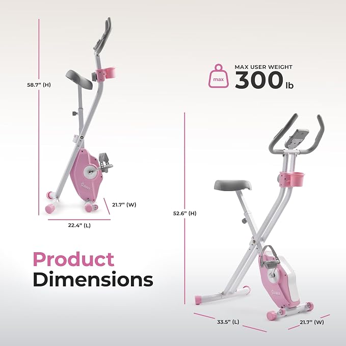 Sunny Health & Fitness Smart Foldable Magnetic X-Bike, Low-Impact Workouts