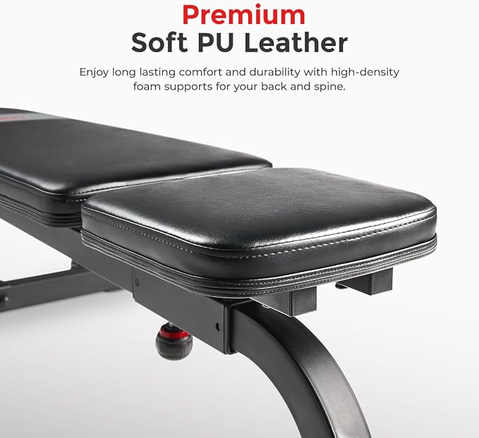 Sunny Health & Fitness Multifunction Adjustable Incline Weight Bench | 520 lb Capacity, Stable Triangular Frame, Multiple Incline Positions, High-Density Padding, Home Gym Training