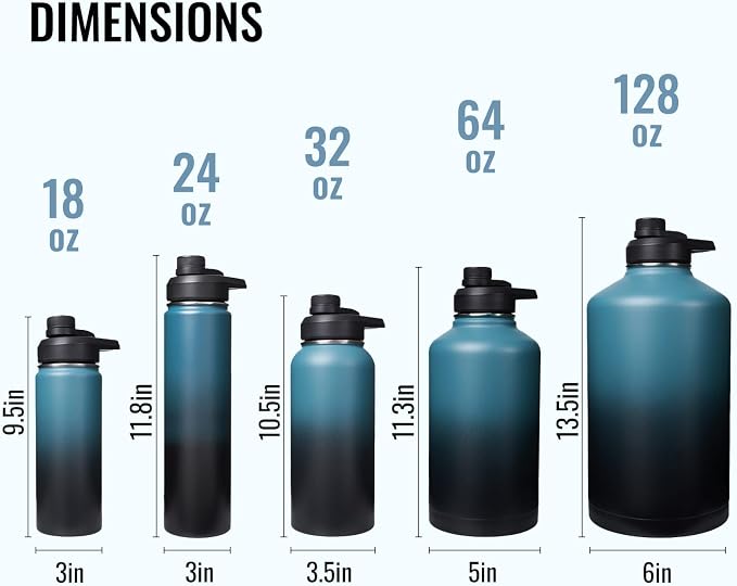 Fijinhom Insulated Water Bottle with Handle, 304 Stainless Steel Water Bottles with Wide Mouth, Double Wall Vacuum Sports Water Bottle, BPA Free, Keep Cold and Hot, 24 Ounces, Monster Blue