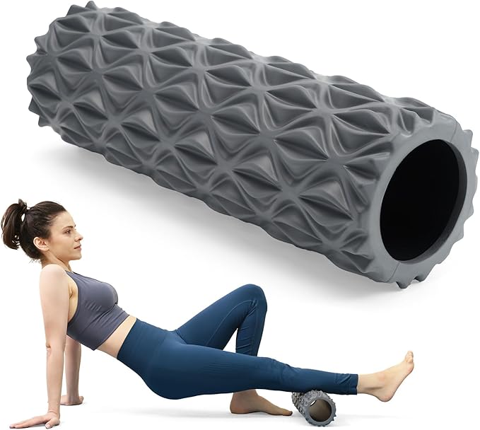 Foam Roller, 15 inch High Density Massage Roller for Exercise | Deep Tissue Massager for Muscle Massage, Myofascial Trigger Point Release, Exercise, Yoga, Pilates & Stretching, Gray