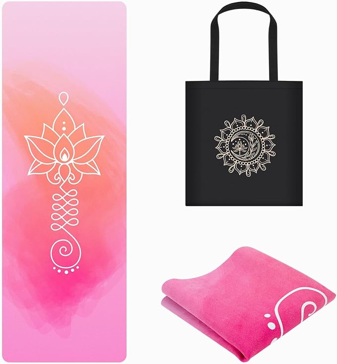 Foldable Yoga Mat, 1.5mm Thick Exercise Yoga Mat With Carry Bag | Non-slip Suede Lightweight Fitness Travel Yoga Mat for Hot Yoga, Exercise, Pilates, Home & Gym Use