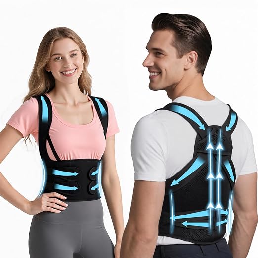 Posture Corrector for Men & Women, Advanced Full Back Support Back Brace for Upper & Lower Back Support, Pain Relief & Comfort, Custom-Fit Waist Support & Adjustable Shoulder Straightener, Breathable Design for Work, Long Sitting & Exercise(X-Large)