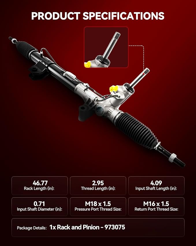 Torchbeam Power Steering Rack & Pinion Assembly Fit for 2011-2015 Grand Cherokee, Durango, Hydraulic System Steering, Replaces OEM 97-3075