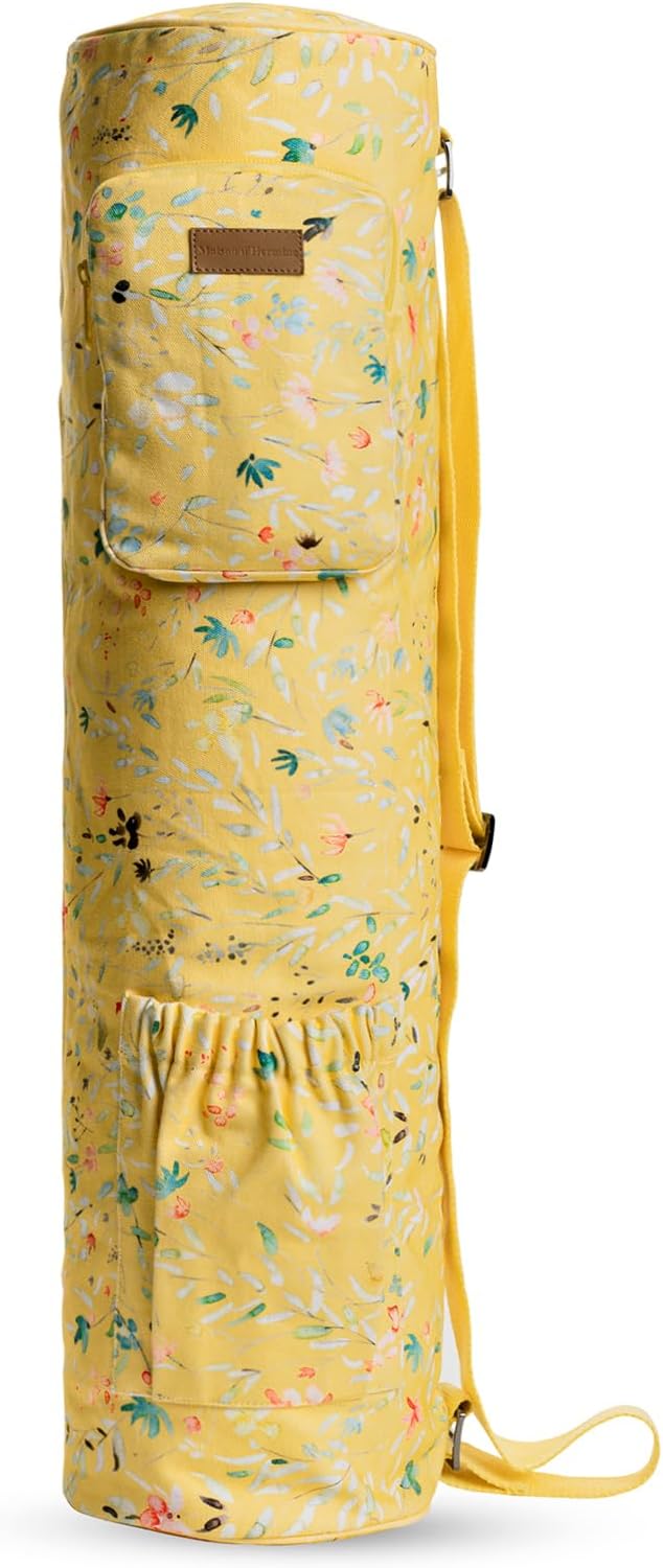 Maison d' Hermine Yoga Mat Duffle Bag Gym Tote Yoga Mat Carry Bag | Cylindrical bag for Woman Men Gifts Adjustable shoulder straps with Drawstring Water Bottle Pocket and zipper pocket