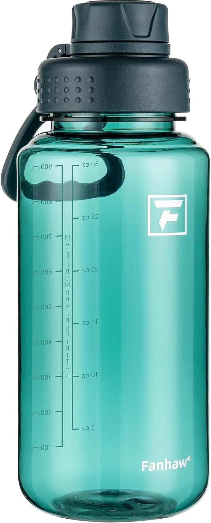 Fanhaw 32 oz Clear BPA-Free Tritan Water Bottle with Fast-Flow Spout Lid, BPA-Free & Leak-Proof Wide-Mouth Reusable Bottle for Gym, School & Office, Back to School Essentials (Dark Green)