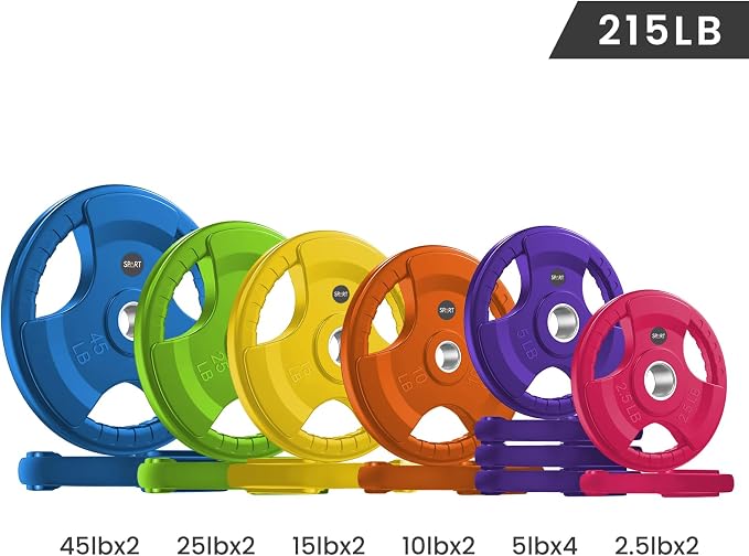 SPART 2-Inch Color Rubber Coated Olympic Grip Plate in Pairs or Single for Strength Training, Weightlifting and Bodybuilding, Solid Cast Iron Weight Plates for Barbell, 2.5LB/5LB/10LB/25LB/35LB/45LB, Two Years Warranty