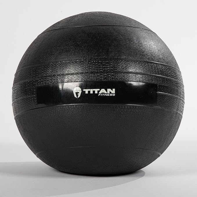 Titan Fitness Rubber Slam Ball, Dead Weight Ball Absorbs Impact, Minimal Bounce, Textured Surface for Strength and Conditioning, Cardio Workouts, Full Body Workout