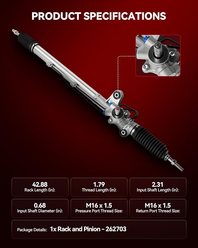 Torchbeam Hydraulic Power Steering Rack and Pinion Replacement for Honda 2003-2007 Accord 2.4L, Acura 2004-2008 TL All Models Replace# 262703