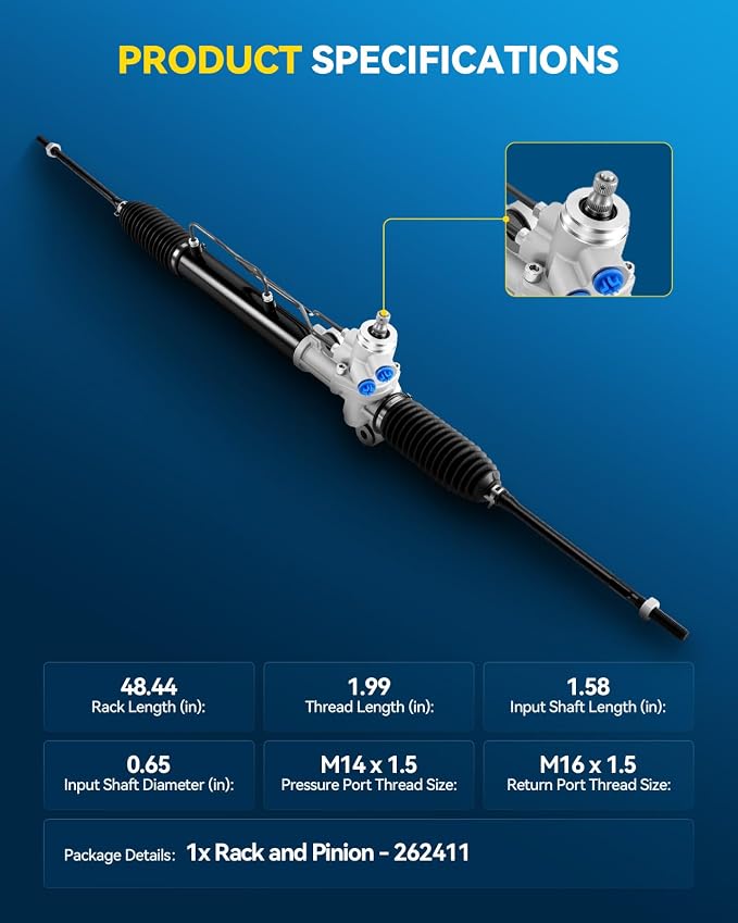 PHILTOP Power Steering Rack and Pinion Assembly for 2001-2006 Elantra | Replace No.262415, 262411, 577002D100, 577002D000, 577242D000