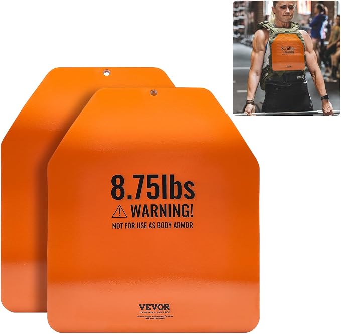 VEVOR Weight Vest Plates, 5.75/8.75/14.5/19.75 LB Pairs, Premium Steel Weighted plates, Additional Weight for Weight Vests, for Strength Training, Running, Fitness, Heavy Workouts