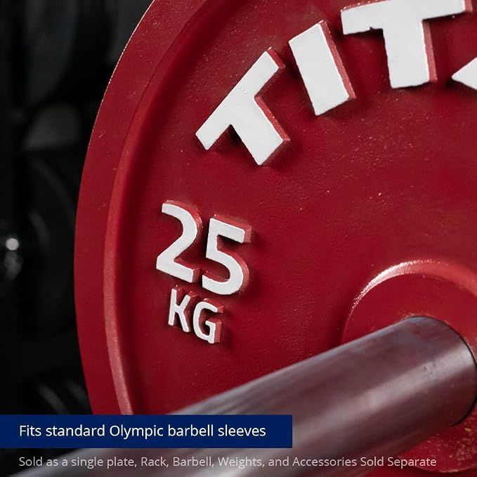 Titan Fitness Olympic Calibrated Steel Powerlifting Plates, Machine Precision Steel Discs