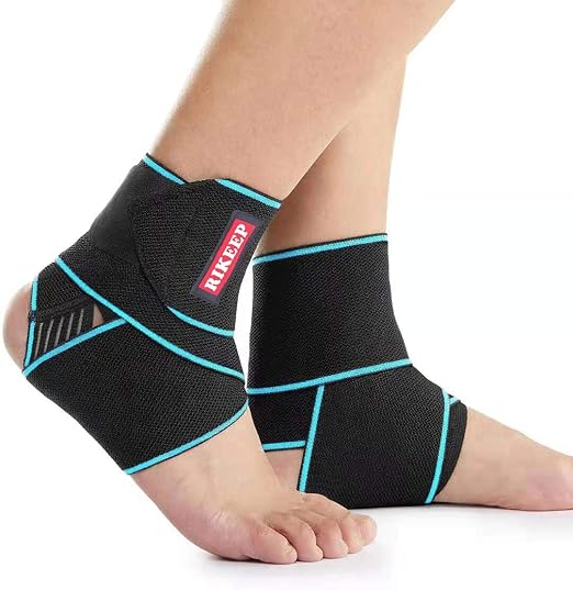 Candy Li Ankle Brace for Sprained Ankle, Ankle Support for Women & Men, Adjustable Compression Wrap Breathable Nylon Super Elastic & Comfortable for Sports– Blue(1 Pair)
