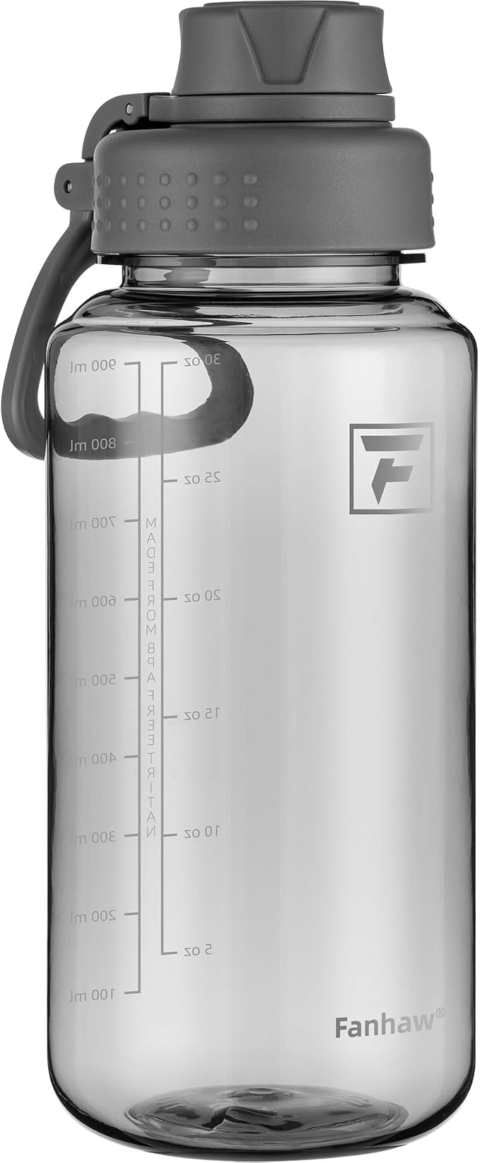 Fanhaw 32 oz Clear BPA-Free Tritan Water Bottle with Fast-Flow Spout Lid, BPA-Free & Leak-Proof Wide-Mouth Reusable Bottle for Gym, School & Office, Back to School Essentials (Gray)