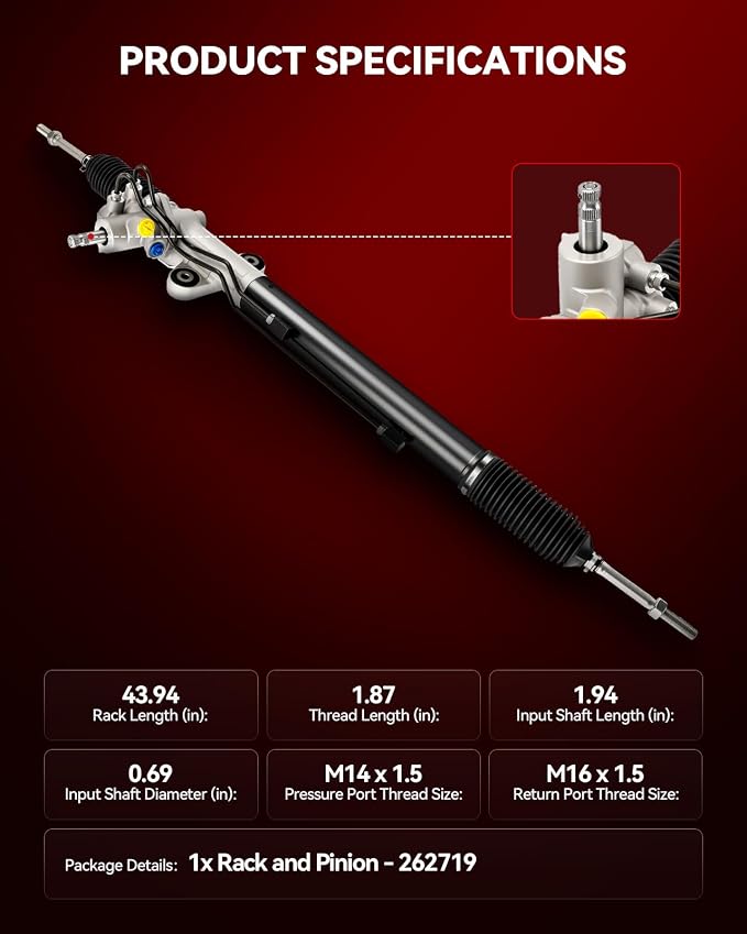 Torchbeam Power Steering Rack & Pinion Assembly Fit for 2003 2004 2005 2006 2007 2008 Pilot, Hydraulic System Steering, Replaces OEM 26-2719