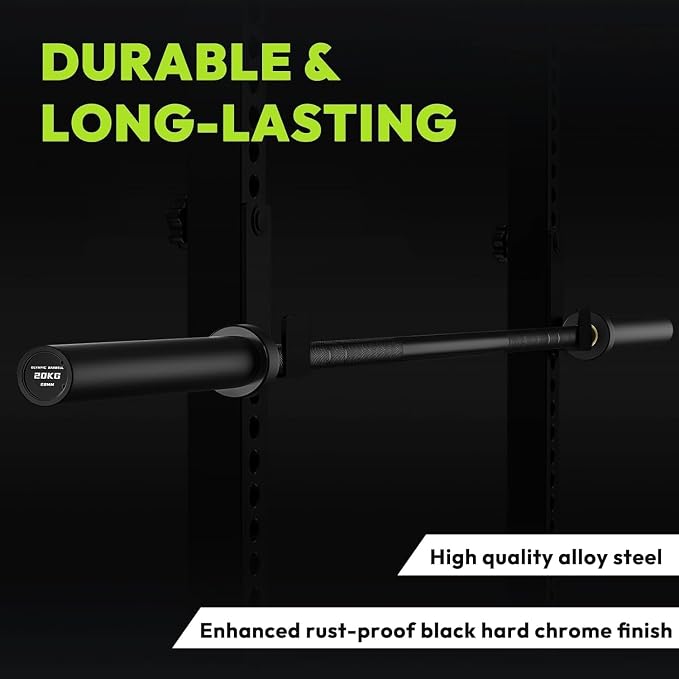 HANDBODE Olympic Barbell Set, 2-Inch Bumper Plates with Weight Plate Rack | Colored Crumb Rubber Weight Plates for Weight Lifting & Strength Training, 90–530 lb Set with 45 LB (20 kg) Olympic Barbell