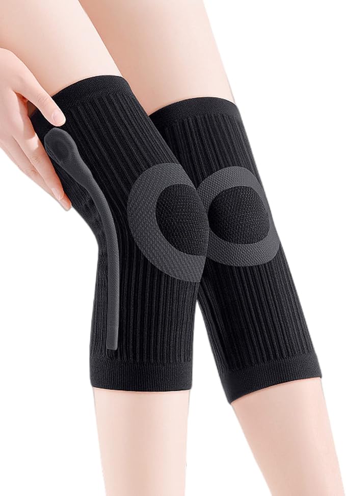 JUMISEE (One Pair Cotton Knee Sleeves for Knee Support, Circulation Improvement & Pain Relief Compression Knee Brace