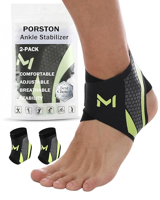 2-Pack Ankle Brace for Men & Women,Adjustable Lace up Ankles Sock,Basketball Ankle Stabilizer with Straps,Orthopedic Compression Sleeve for Plantar Fasciitis Relief,Tendonitis,Sprained (Green)