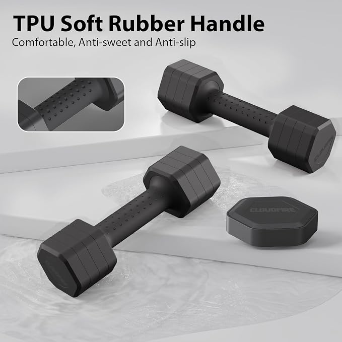 Adjustable Dumbbell Set of 2, 4 in 1 Free Weights Dumbbells Set, Hand Weights for Women at Home, 5 lb Dumbbells Set with Non-slip Comfort Handle for Home Gym Exercise Workout Training