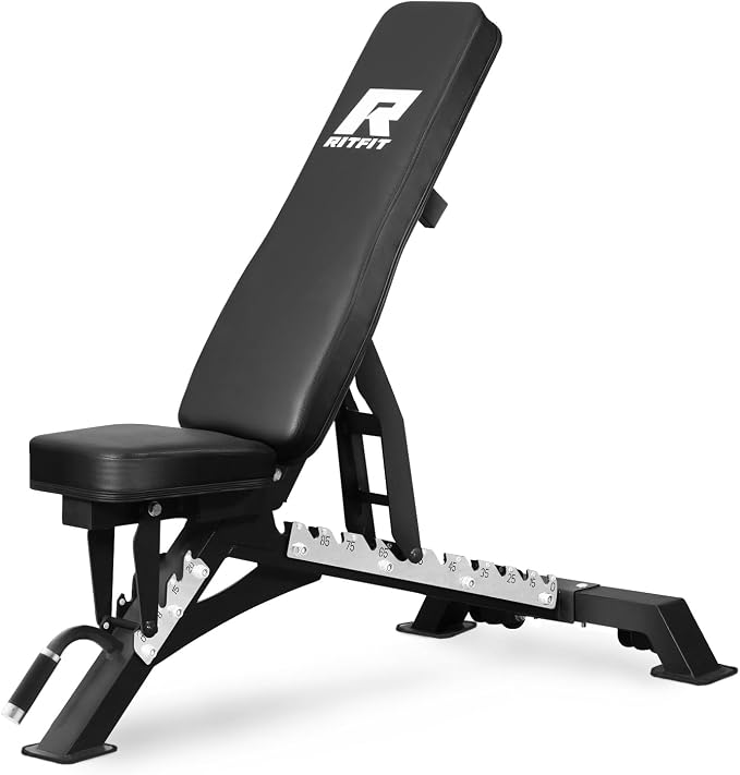 RITFIT Adjustable Weight Bench, Incline Decline Flat, 1300LB Capacity | Full Body Workout Bench for Home Gym Strength Training, 10 Backrest Positions, 3 Seat Angles, Heavy Duty Steel Frame
