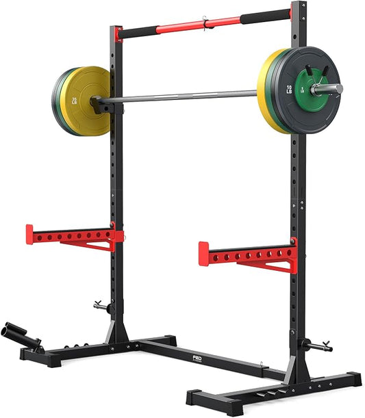 FLYBIRD SR1 Squat Rack, Adjustable Power Rack for 6FT/7FT Barbells | Squat Rack for Home Gyms with Pull-Up Bar,22 Adjustment Positions, J-Hooks and Safety Spotter Arms w/ 110/180LBS Home Package