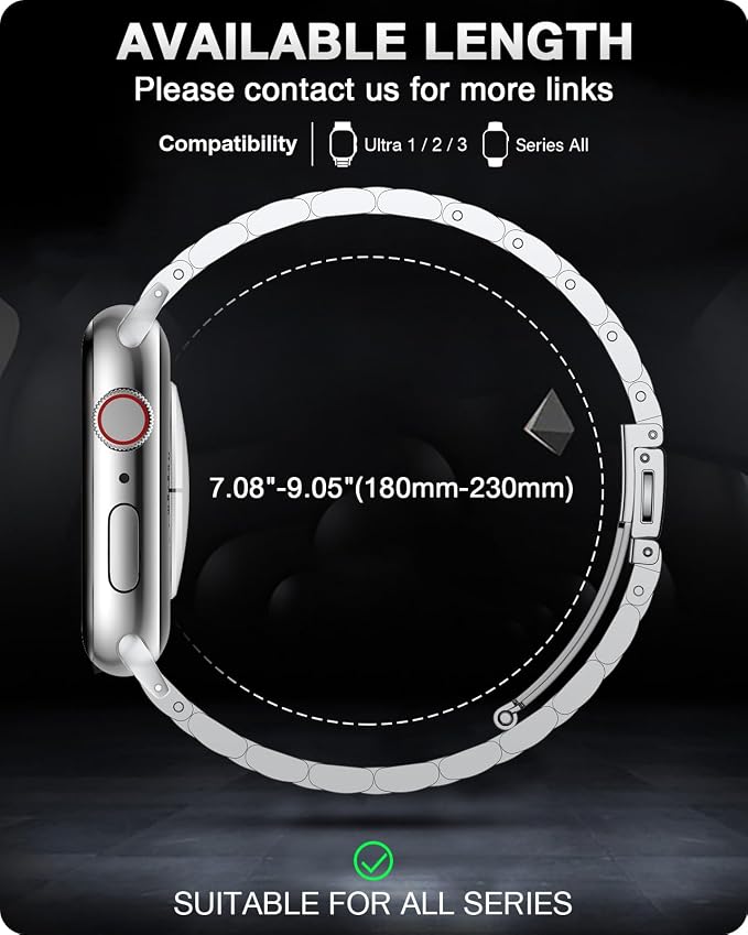 EPULY Metal Band Compatible with Apple Watch Bands for Men 49mm 46mm 45mm 44mm 42mm, Business Stainless Steel Strap for iWatch Series 11 10 9 8 7 6 5 4 3 2 1, SE3 2 1, Ultra3 2 1, No Tools Required | 49/46/45/44/42mm Stainless Steel Strap for Business ...