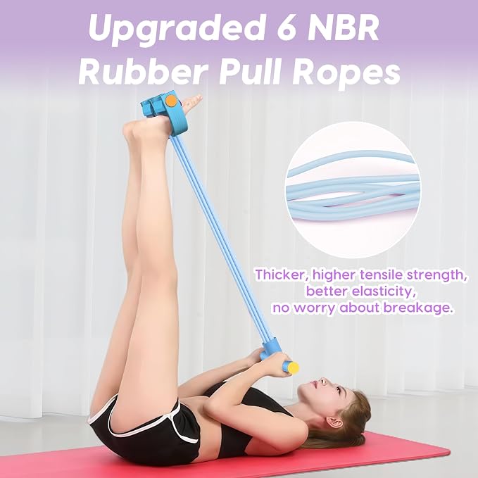 Resistance Bands with Handles, 6-Tube Elastic Pedal Resistance Band for Working Out, Durable Natural Rubber Exercise Bands, Multifunction Exercise Equipment for Abdomen, Waist, Arm, Leg Stretching