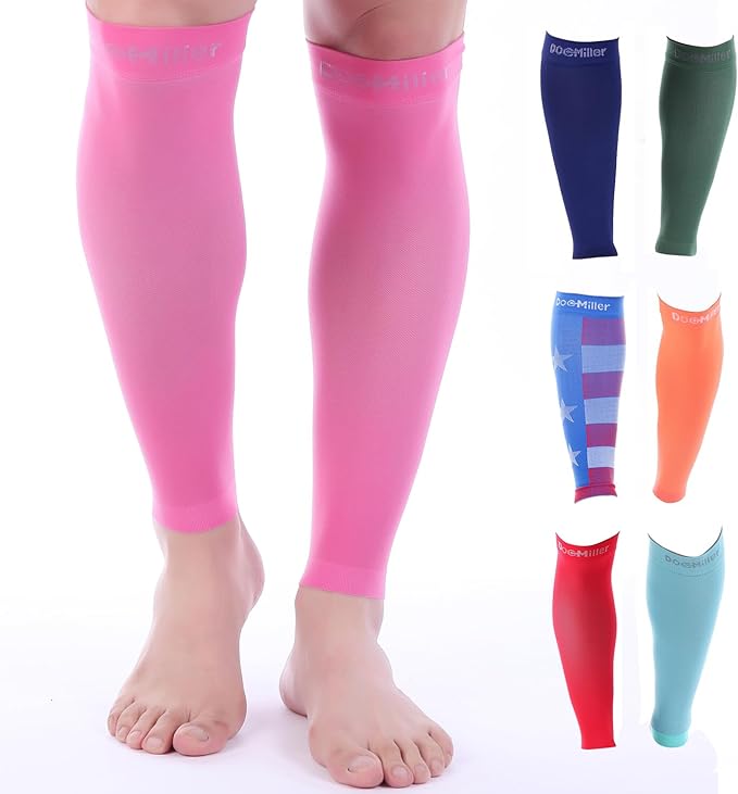 Doc Miller Compression Calf Sleeve for Men & Women, 20-30mmHg | Graduated Support for Running, Shin Splints, Calf Strain, Knee High, Small to 6XL Plus Size