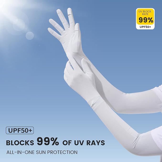 Women Driving Gloves, UV Protection Sun Gloves, Touchscreen Full Finger | UPF 50+ fabric blocks 99% UV rays, protecting hands during driving, cycling, fishing, hiking and outdoor activities