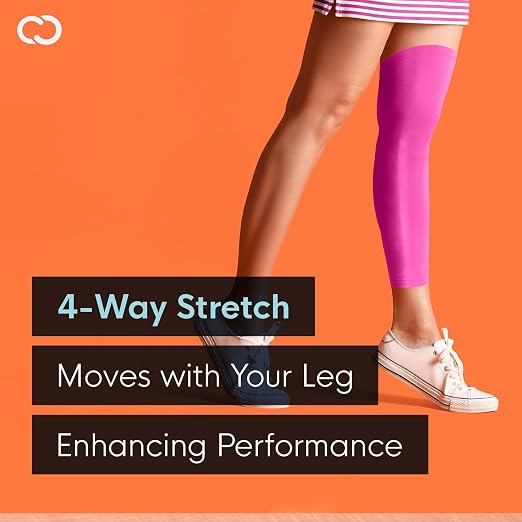 Copper Compression Leg Compression Sleeve - Copper Infused Knee Stabilizer Brace for Running, Meniscus Tear, ACL, MCL, Arthritis, Joint Pain Relief - Thigh & Calf Support for Men & Women - Pink - XL